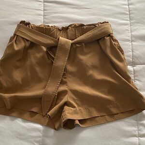 BCBGeneration High-Waist Paperbag Tie-Belt Women's Shorts — Camel